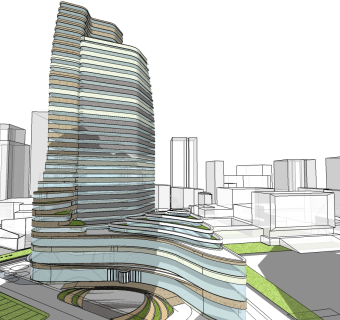 现代高层酒店su模型下载、高层酒店草图大师模型下载