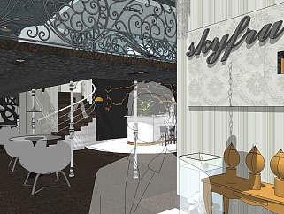现代风格<em>咖啡厅</em>草图大师模型，<em>咖啡厅</em>sketchup模型下载