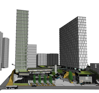 现代高层办公楼草图大师模型，高层办公楼sketchup模型免费下载