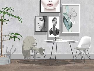 现代<em>休闲桌椅组合</em>草图大师模型，桌椅sketchup模型