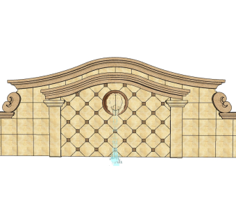 欧式围墙sketchup模型下载，围墙草图大师模型