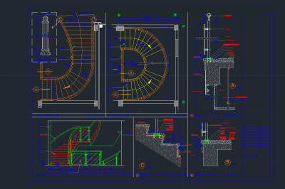 酒店旋转楼梯cad详图，旋转楼梯CAD施工图下载