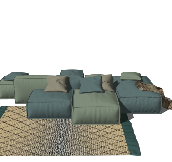 现代布艺懒人沙发草图大师模型，现代布艺懒人沙发skp模型下载