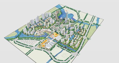 现代大都市城市规划SU模型下载，城市规划草图大师模型