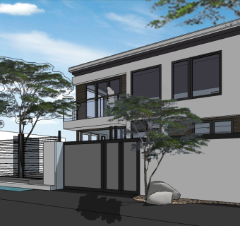 现代独栋别墅su模型免费下载，sketchup别墅草图大师模型