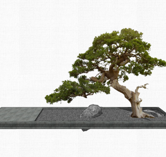 中式枯山水园艺小品草图大师模型，室外造型景观设计sketchup模型免费下载