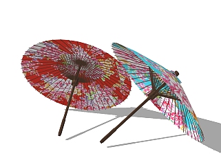 日式纸伞草图大师模型，纸伞SKB文件下载