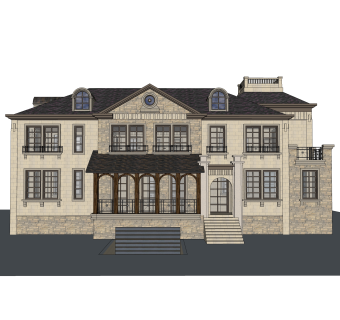 欧式独栋别墅su模型下载，别墅sketchup模型分享