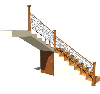 现代钢结构双跑折梯草图大师模型，钢结构双跑折梯sketchup模型免费下载