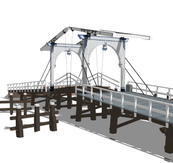 吊桥草图大师模型设计下载，sketchup吊桥su模型分享