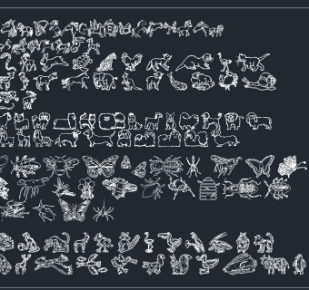 原创精选动物图案CAD图库素材，动物图案CAD建筑图纸下载