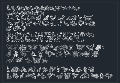 原创精选动物图案CAD图库素材，动物图案CAD建筑图纸下载