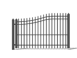现代铁质围墙栏杆su模型下载、铁质围墙栏杆草图大师模型下载