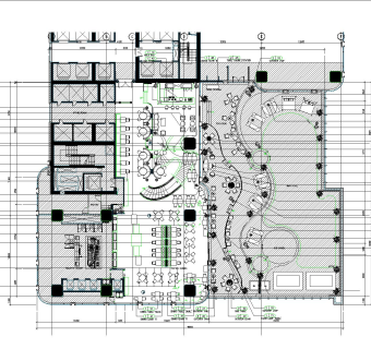 现代混搭越南时代广场酒店全日制餐厅全套CAD施工图及效果图下载