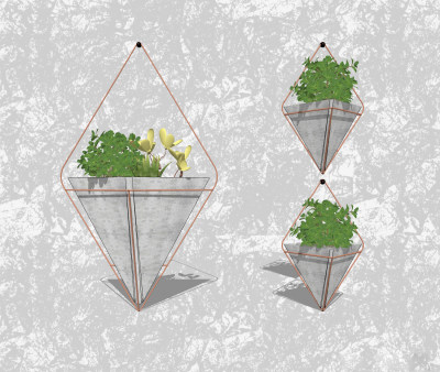 薄荷盆栽su模型，绿植盆景草图大师模型下载