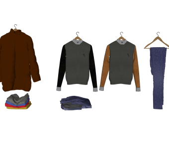 男士外套上衣长裤草图大师模型,服装店衣架su模型下载