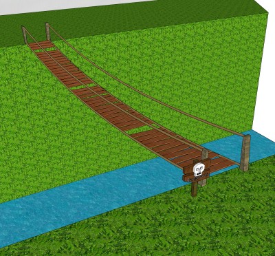 吊桥草图大师模型免费下载，sketchup吊桥su模型分享