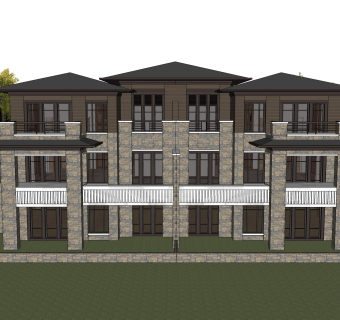 欧式联排别墅SU模型，联排别墅SKP模型下载