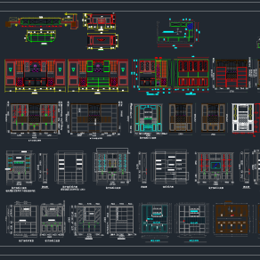 全屋定制酒柜CAD图库，酒柜CAD施工图纸下载