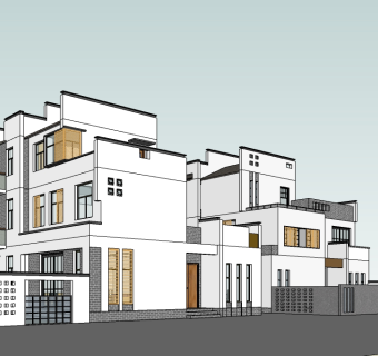 新中式独栋别墅su模型免费下载，别墅sketchup模型下载