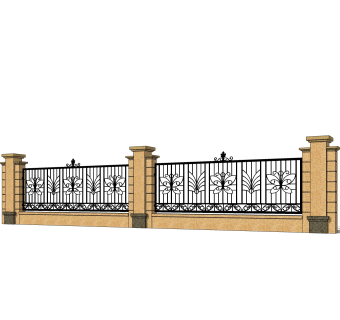 现代围墙护栏免费su模型，栏杆草图大师模型下载