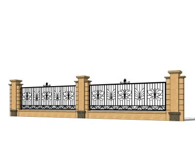 现代围墙护栏免费su模型，栏杆草图大师模型下载