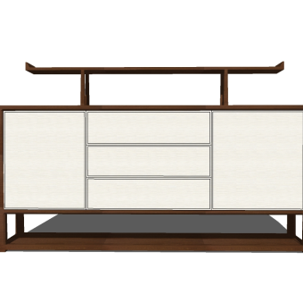 中式端景条案组合草图大师模型，端景条案sketchup模型下载