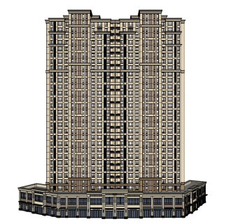 新古典公寓草图大师模型，公寓su模型下载