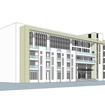 现代办公楼外观草图大师模型，办公楼外观sketchup模型免费下载
