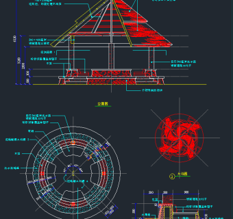 原创古建筑亭子CAD施工图集，亭子CAD施工图纸下载