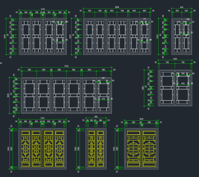 原创全套木质门窗CAD图库，门窗CAD施工图纸下载