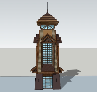 中式景观塔草图大师模型，景观塔sketchup模型skp文件下载