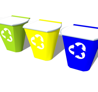 现代分类垃圾桶草图大师模型，垃圾桶SU模型下载