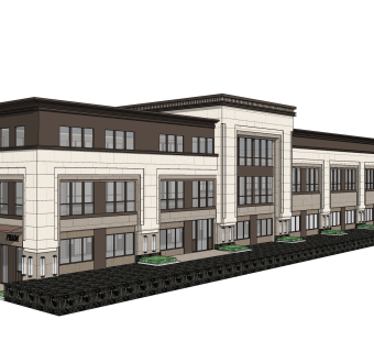 欧式售楼处建筑方案草图大师模型，建筑构件sketchup模型免费下载