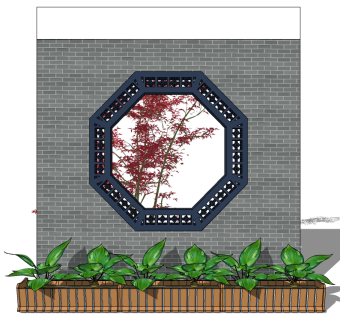 现代景观墙SU模型下载，景观墙skb模型分享