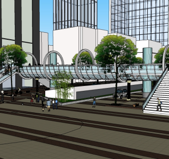 现代跨河大桥草图大师模型，跨河大桥su模型下载