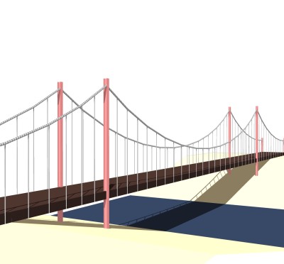 悬索桥设计草图大师模型下载，sketchup悬索桥su模型分享