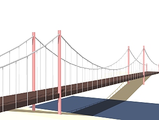悬索桥设计草图大师模型下载，sketchup悬索<em>桥su模型</em>分享