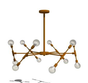 分子圆球吊灯草图大师模型，枝形铁艺吊灯效果图su模型下载
