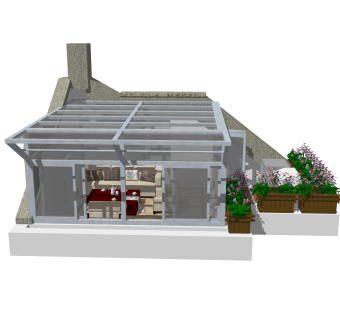 现代阳光房SU模型，阳光房SKB文件下载