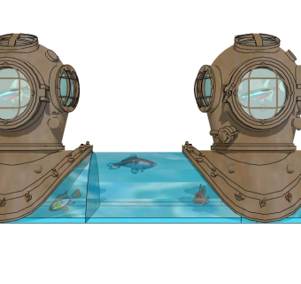 现代生态鱼缸草图大师模型，鱼缸sketchup模型下载