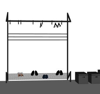 现代简约挂衣架草图大师模型,服装店衣架su模型下载