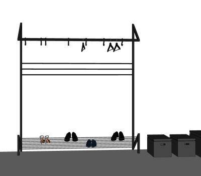 现代简约挂衣架草图大师模型,服装店衣架su模型下载