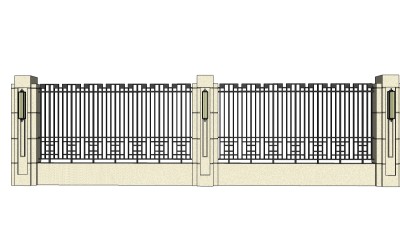 新中式围墙sketchup模型下载，围墙skb模型分享