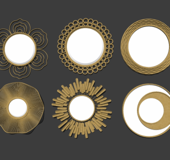 现代金属装饰镜子草图大师模型，装饰镜sketchup模型skp文件下载