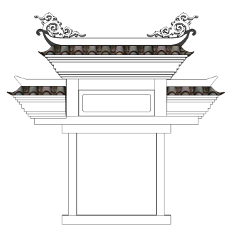 中式古建筑元素牌坊草图大师模型下载、古建筑牌坊su模型下载