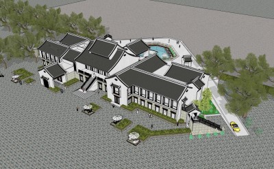 中式居住建筑草图大师模型，古建民俗sketchup模型免费下载