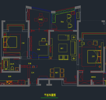现代140㎡三居室家装施工图，家装室内施工图纸下载