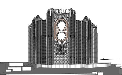 欧式高层办公楼草图大师模型，高层办公楼sketchup模型免费下载