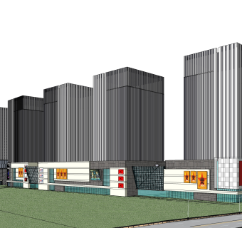 现代高层办公楼草图大师模型，高层办公楼sketchup模型免费下载